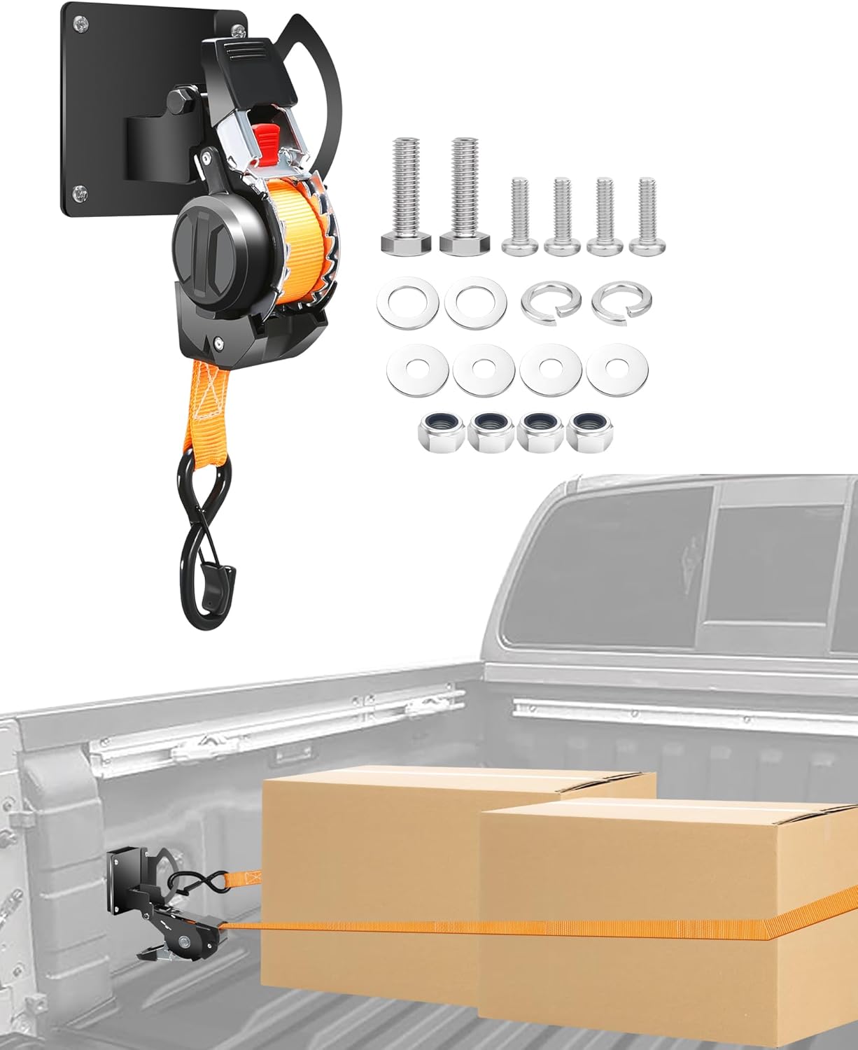 Dual-Pivot Retractable Truck Bed Ratchet Straps for Nissan Frontier, Multi-Angle Rotation Bed Mounted Retractable Tie Down Straps Compatible with 2022-2025 Nissan Frontier