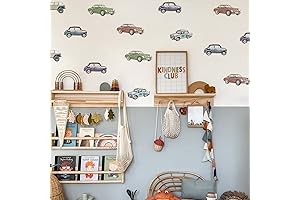 Boy Wall Decals: Peel and Stick Watercolor Multicolor Cars