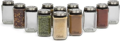 Miniatura 5 de Especieros regulables de vidrio- Contenedores de mezcla de condimentos con 6tamaños- solo girar la tapa de metal, 12, Glass