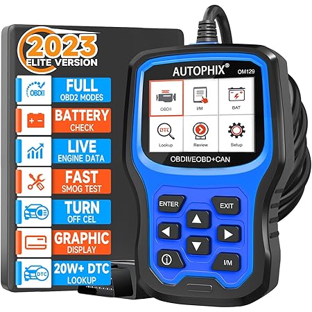 2023 Upgraded AUTOPHIX OM129 OBD2 Scanner 2-in-1 Battery Test Check Engine Fault Car Code Reader Full Live Data Vehicle Code Reader with All OBD2 Function Enhanced Code Definition Diagnostic Scan Tool