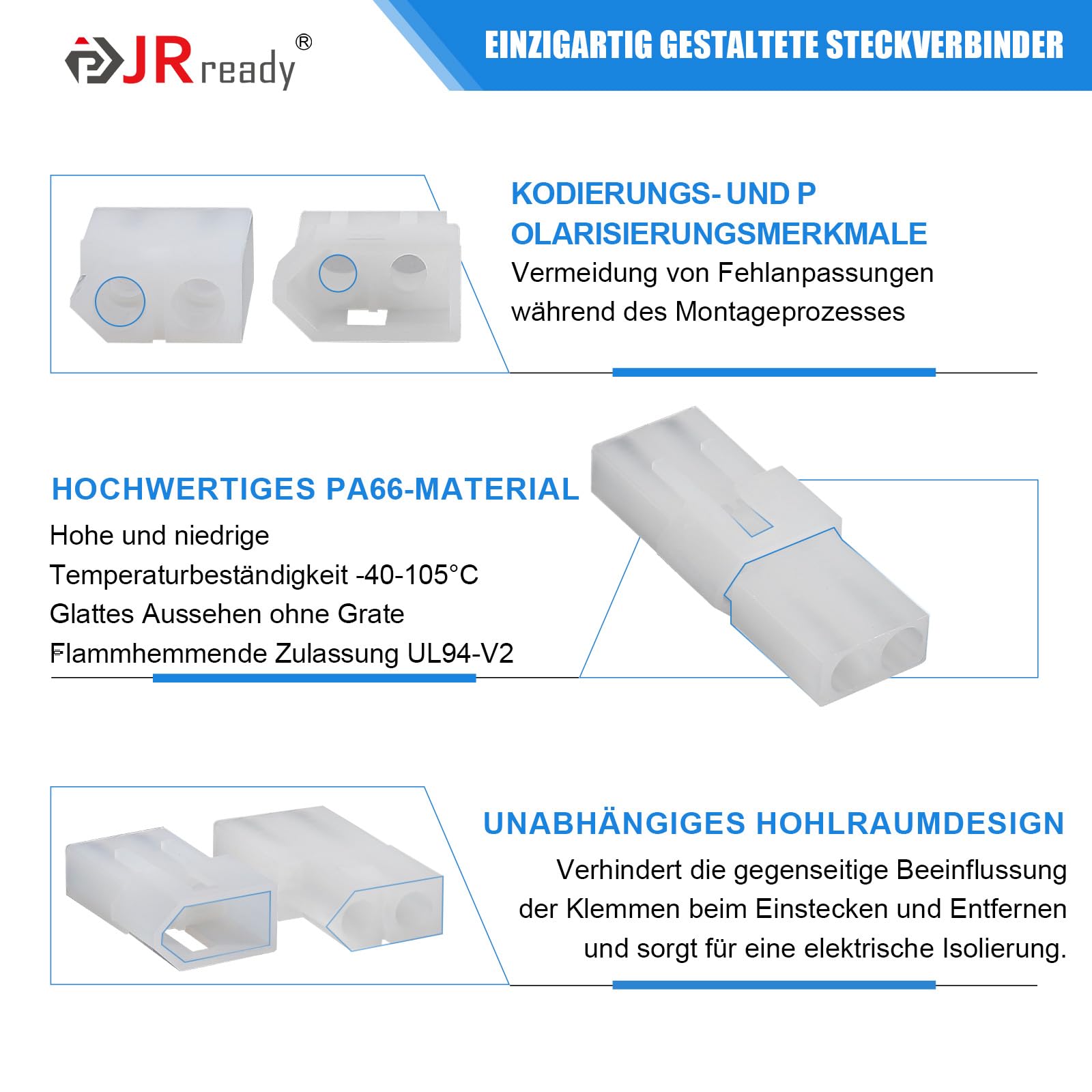 JRready ST6499 Kit de connecteurs pour véhicules avec connecteurs Molex, 2-12 broches, contacts à sertir, boîtier en PA66, pour auto & installation électrique - Kit de 345 pièces incl. kit d