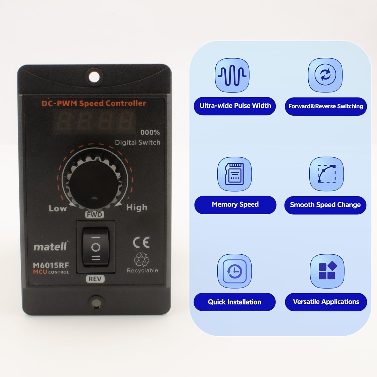 matell DC 12-60V 20A Motor Speed Controller (Digital Display Forward/Reverse Change)