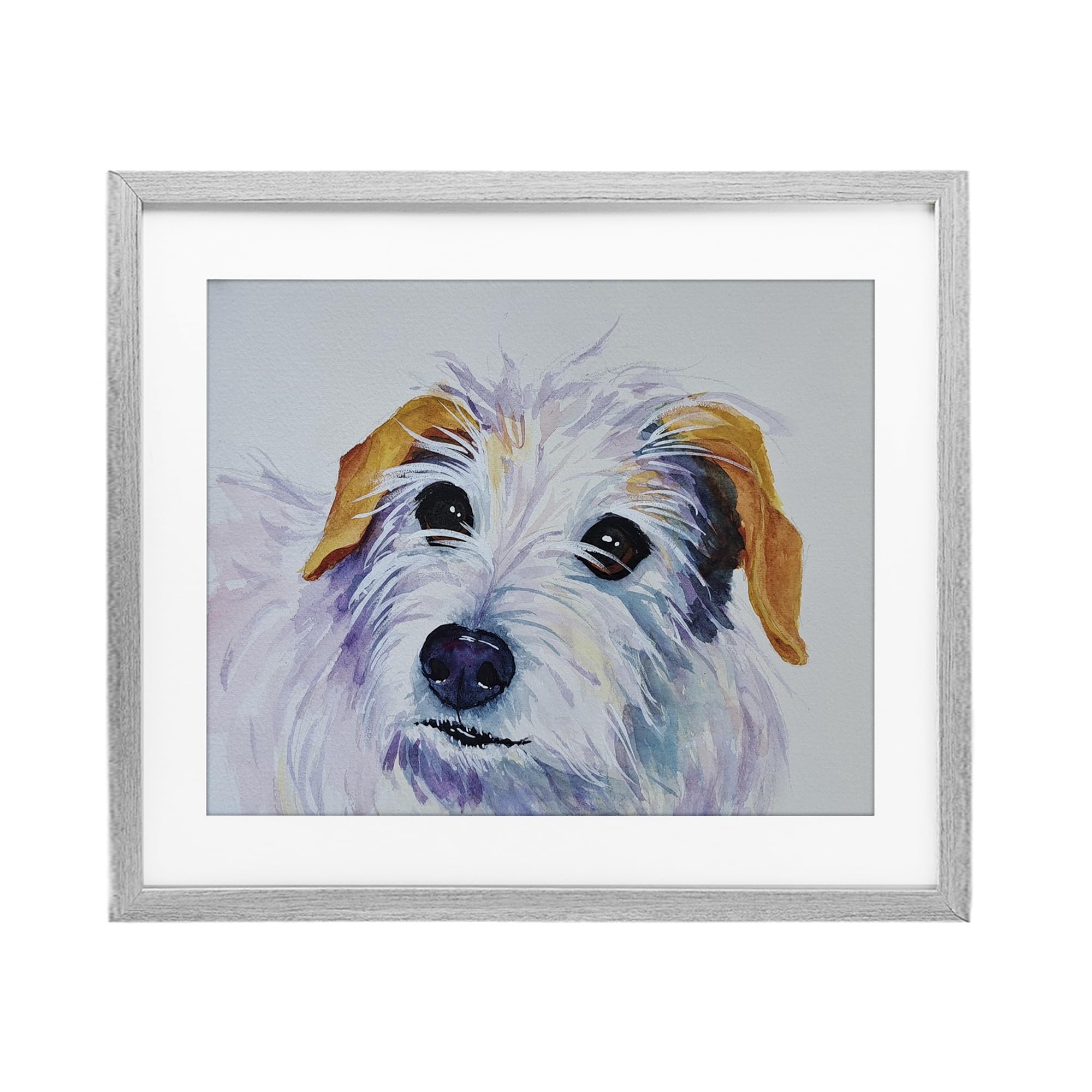 Stupell Industries White Terrier Dog Portrait Gray Framed Print Under Glass, design by Tatiana Roberts, 17 x 21
