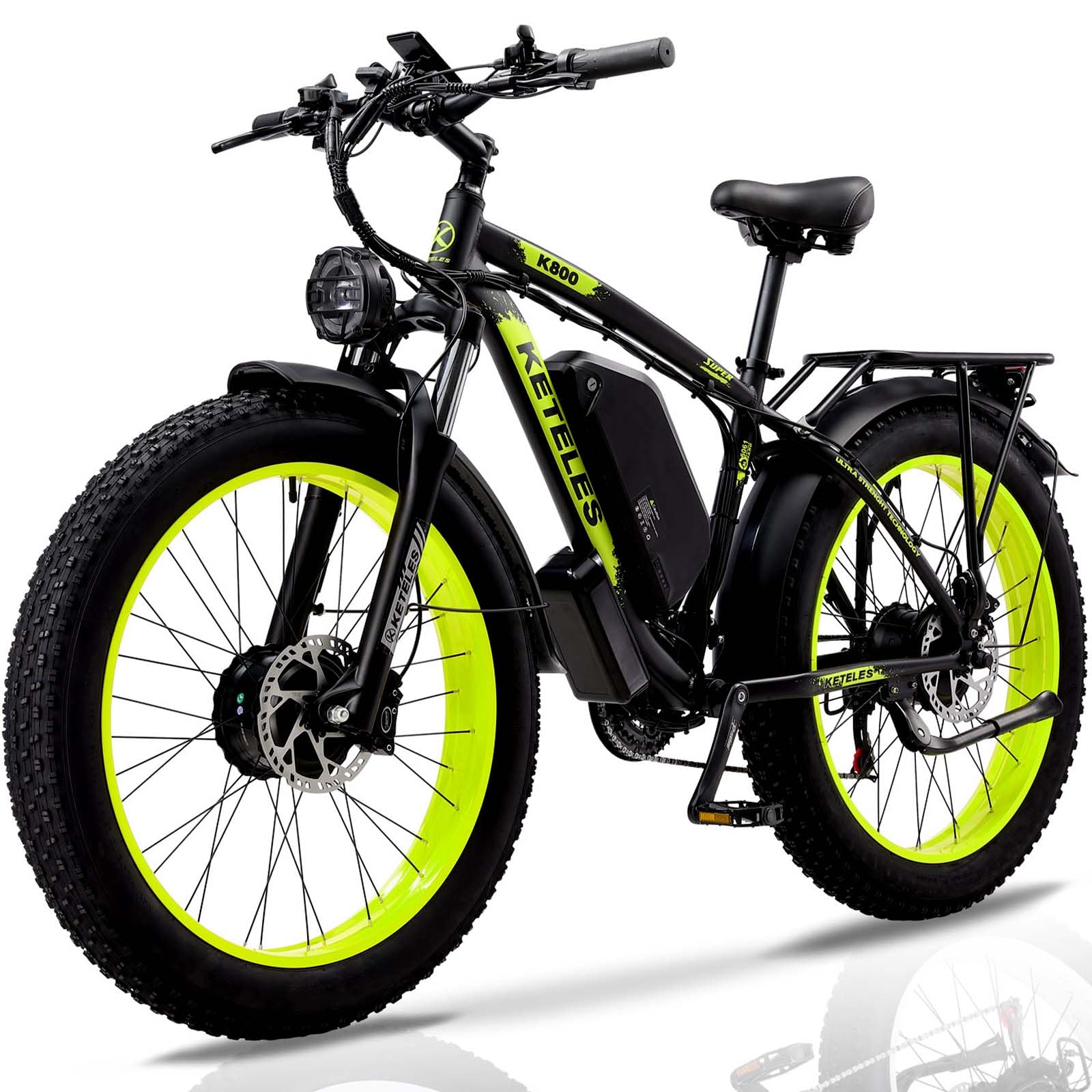 VNUVCOE 2000W Electric Bike for Adults ebike 35MPH Electric Bicycle AWD Dual Motor Electric Mountain Bike 26" Fat Tire Ebike with 48V 23AH Removable Battery, All Terrain Hydraulic Disc Brake