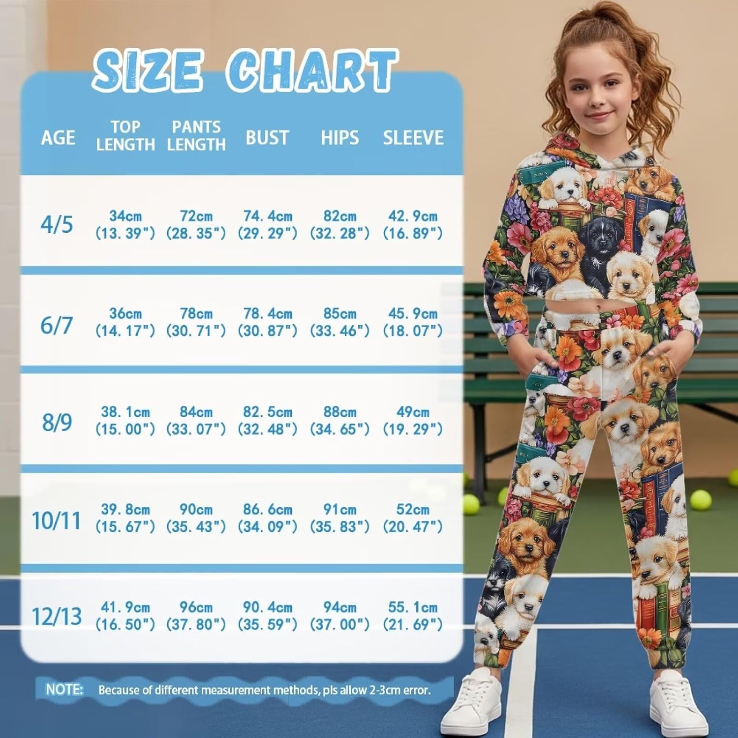 Kids Crop Top Hoodie and Pants Set Girls 4-13Y Sportswear Back to School Clothes