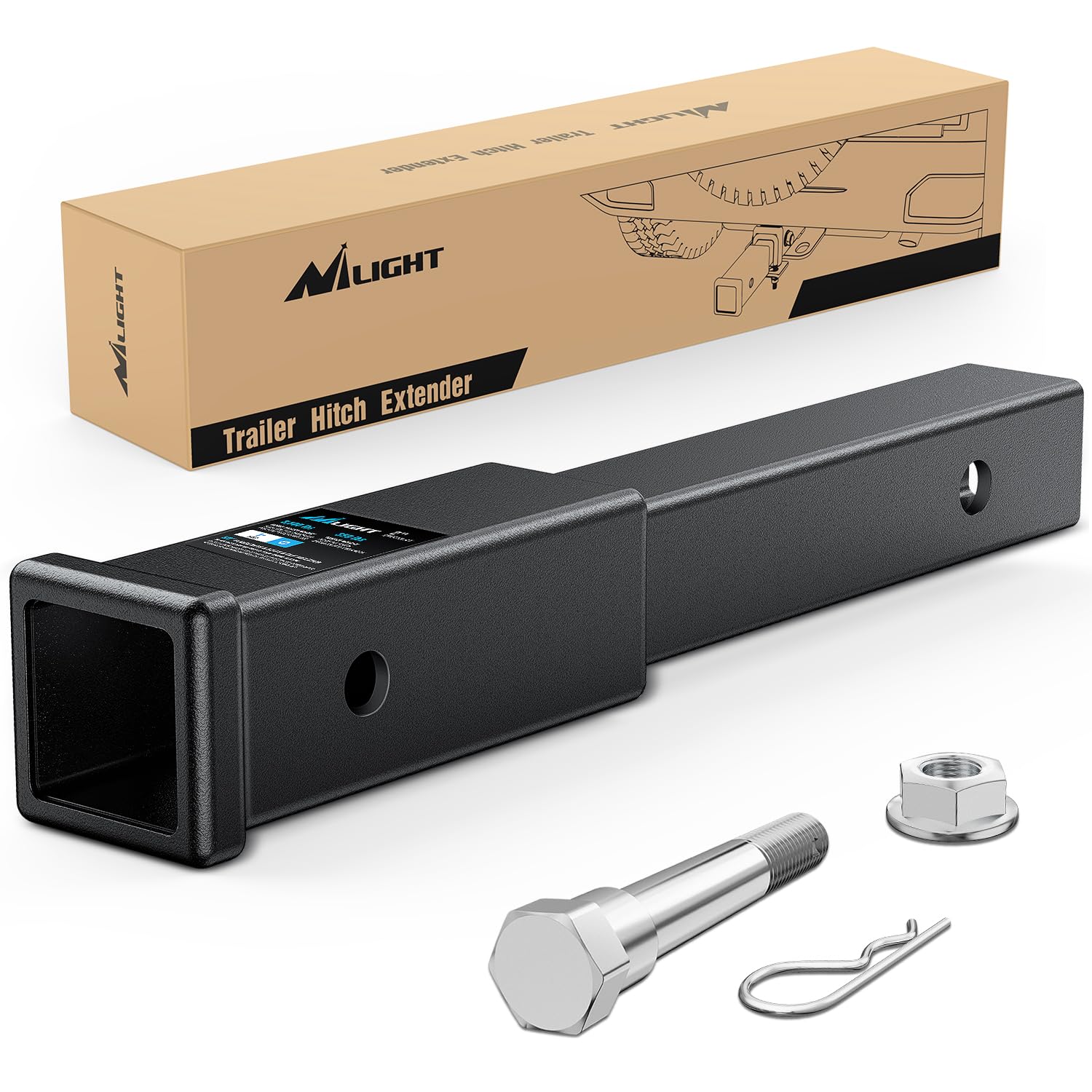 Nilight Trailer Hitch Extender 12" fits 2 Inch Receiver 3500 lbs GTW