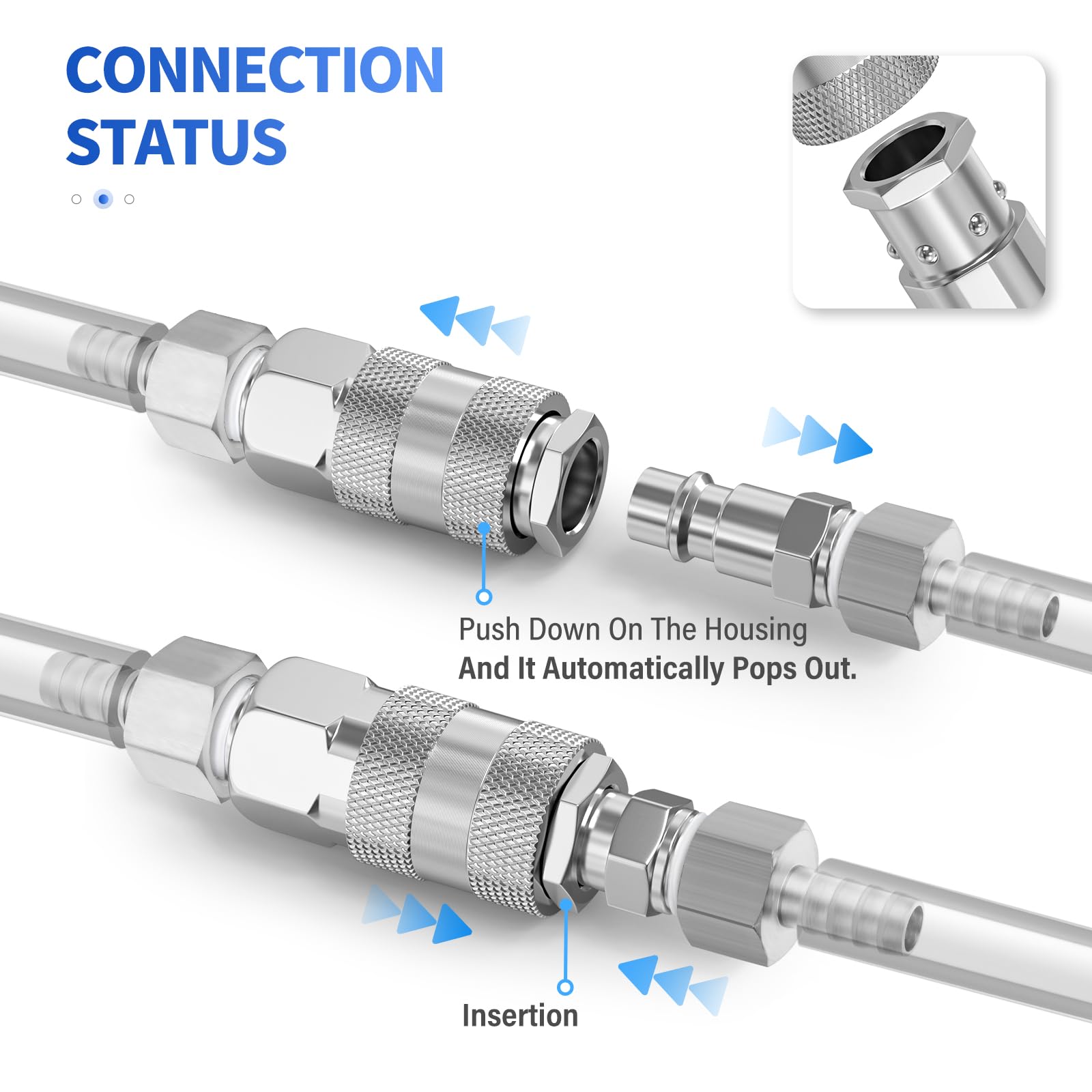 2 pezzi 1/2" BSP maschio raccordi del tubo dell'aria, linea dell'aria accoppiatore industriale rapido, kit di riparazione del tubo del compressore pneumatico