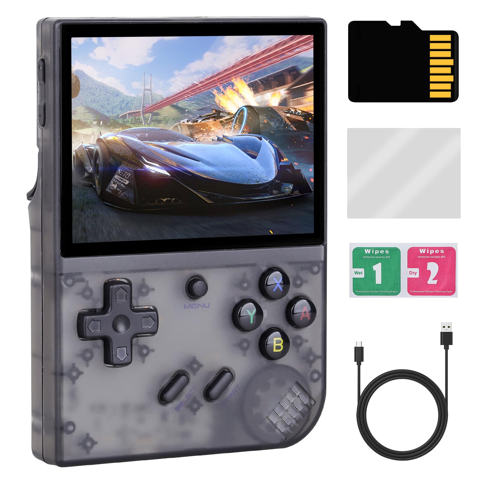RG35XX Plus Retro Handheld Game Console, 3.5 Inch IPS Screen, Retro Video Game Console with 64TF Card & 5515 + Classic Games, Supports HDMI TV Output 5G WiFi, Bluetooth (Black)