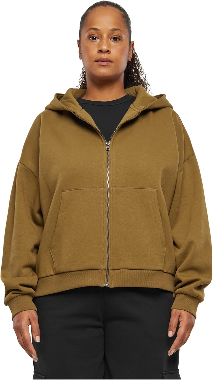 Urban Classics Women’s Ladies Boxy Zip Hoody Hooded Sweatshirt