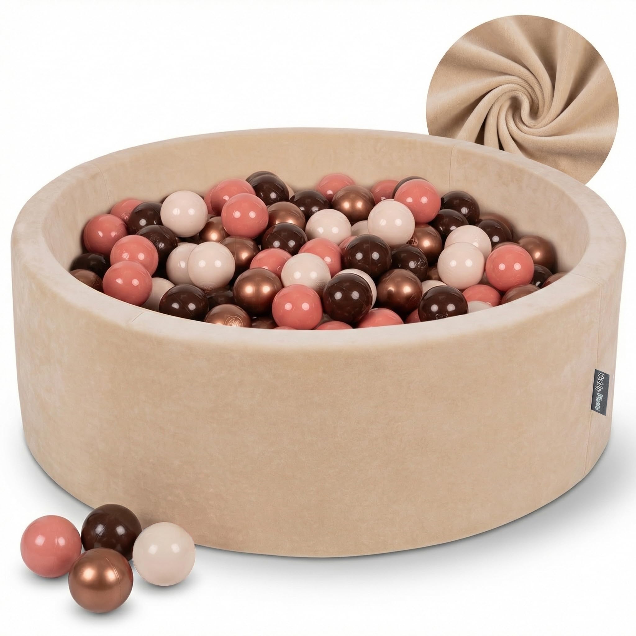 KiddyMoon Soft Ball Pit Round 90X30cm/300 Balls โ
7Cm/2.75In For Kids, Foam Velvet Ball Pool Baby Playballs, Sand Beige:Brown/Copper/Pastel Beige/Salmon Pink โ image 1