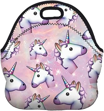 Boys Girls Kids Women Adults Insulated School Travel Outdoor Thermal Waterproof Carrying Lunch Tote Bag Cooler Box Neoprene Lunchbox Container Case Many Unicorns