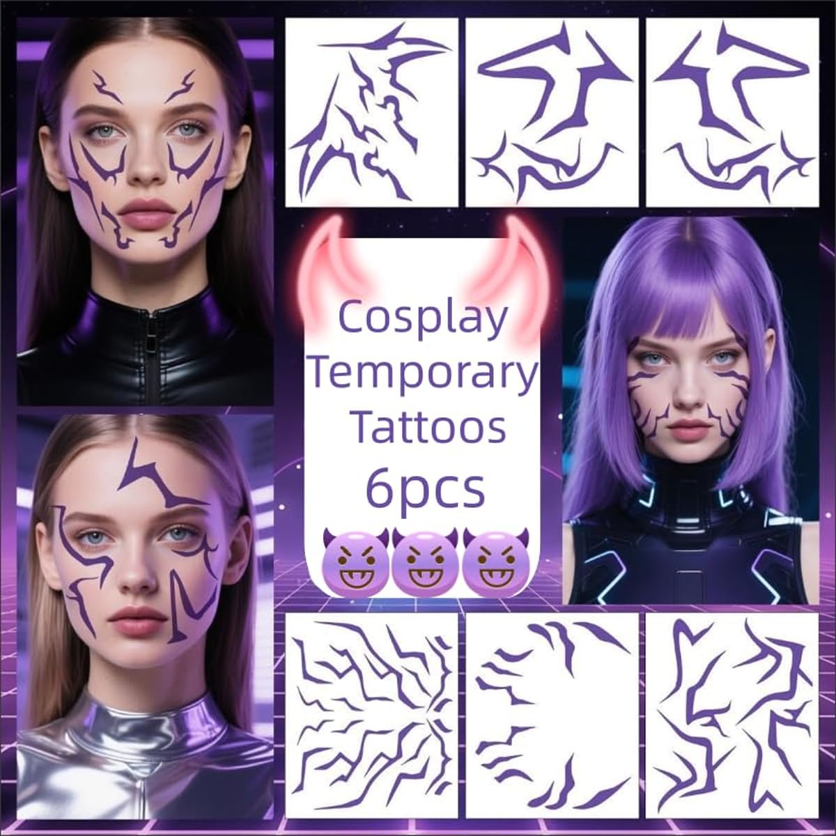 Ruvan 6 PCS Tatuajes Temporales Kpop, Tatuajes Temporales Hunters, K Pop Anime Disfraces Para Cosplay, Duraderos Y Fáciles De Usar, Para Cosplay, Carnaval, Halloween, Noches En El Escenario — view 5