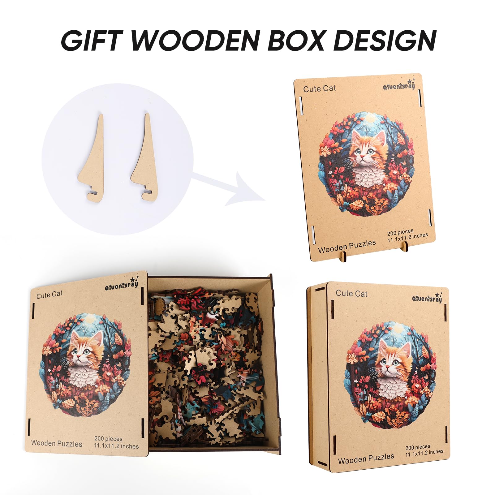 Unique Jigsaw Puzzles Welsky 3D Vision Cat Wooden Puzzle - 300 Piece ...