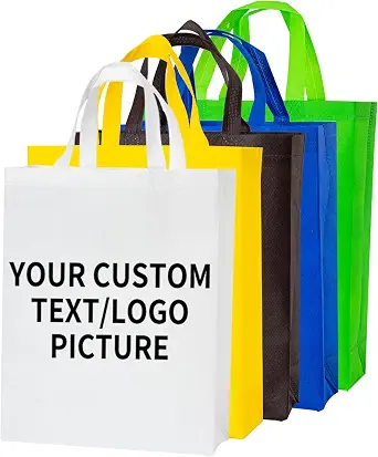 YEEHAW Custom Tote Bags 100pcs, White Non-woven Reusable Bags with Handles