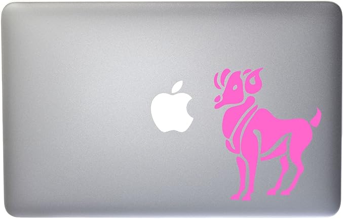 Aries Zodiac Symbol Silhouette 1st Sign Ram - 5 Inch Light Pink Vinyl Decal for Macbook, Laptop or other device