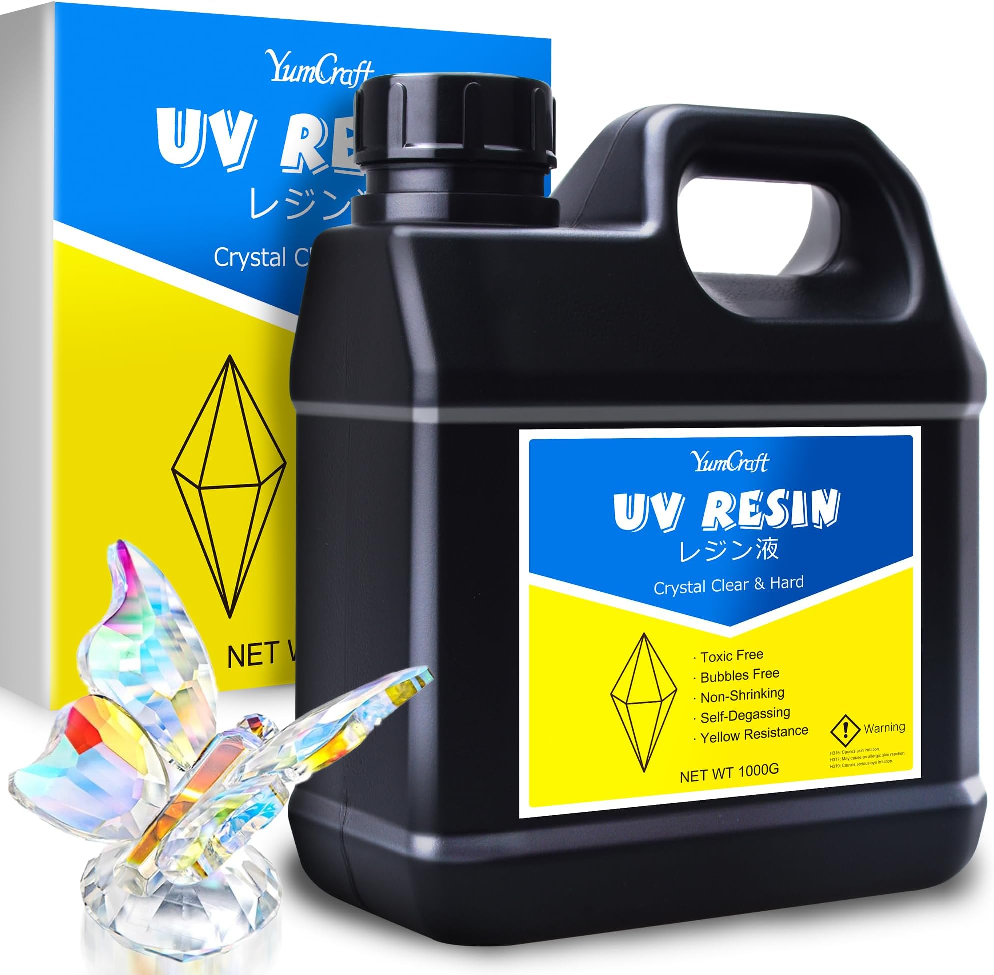 UV Resin - 1,000g Crystal Clear UV Curing Resin, Low Odor Hard Type Ultraviolet Cure Resin for DIY Jewelry Making, Crafts, Painting - Transparent Bubbles Free UV Epoxy for Casting, Statues
