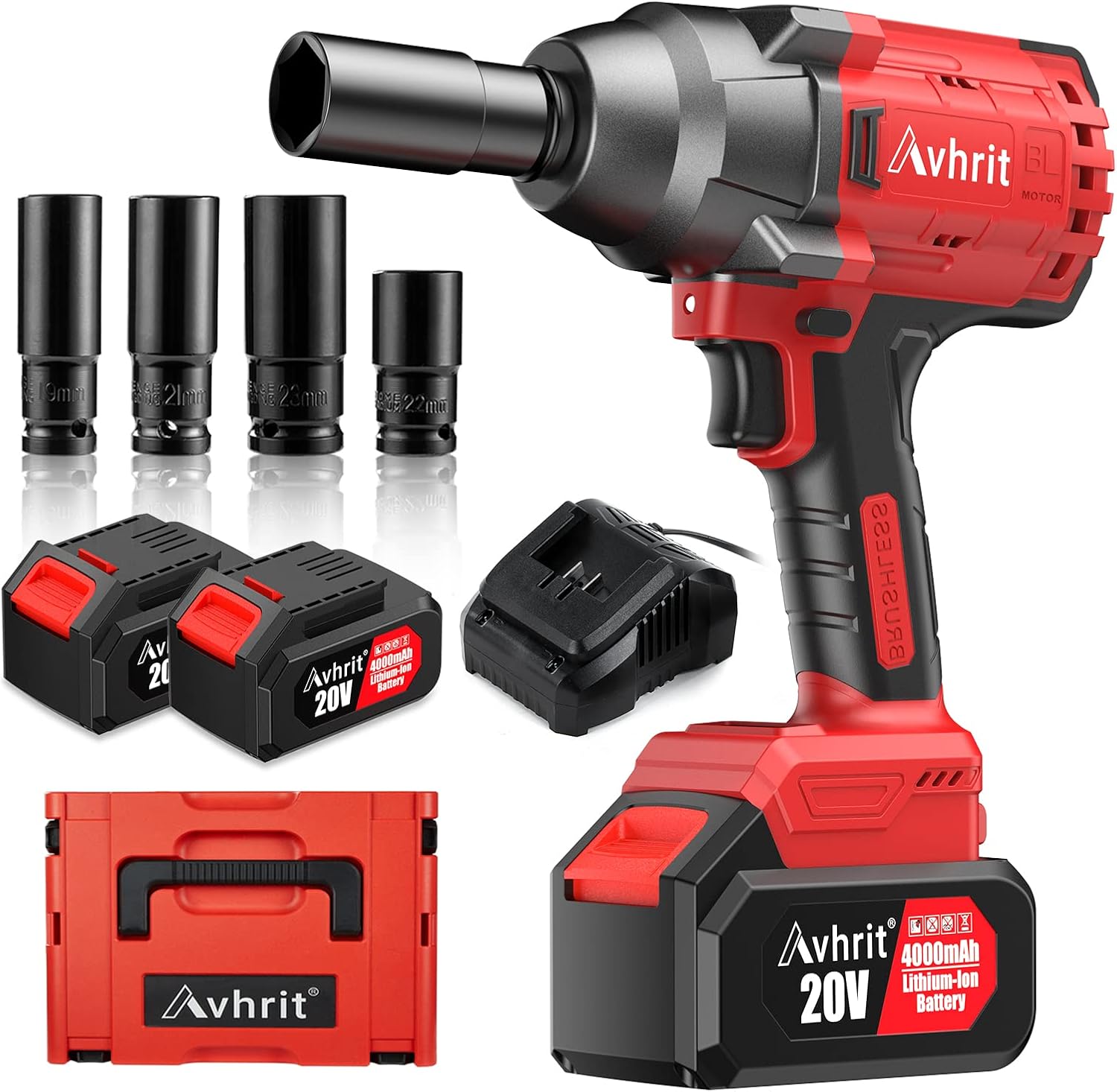 Avhrit Impact Wrench 1/2 inch, 700Ftlbs (950Nm) Brushless Impact
