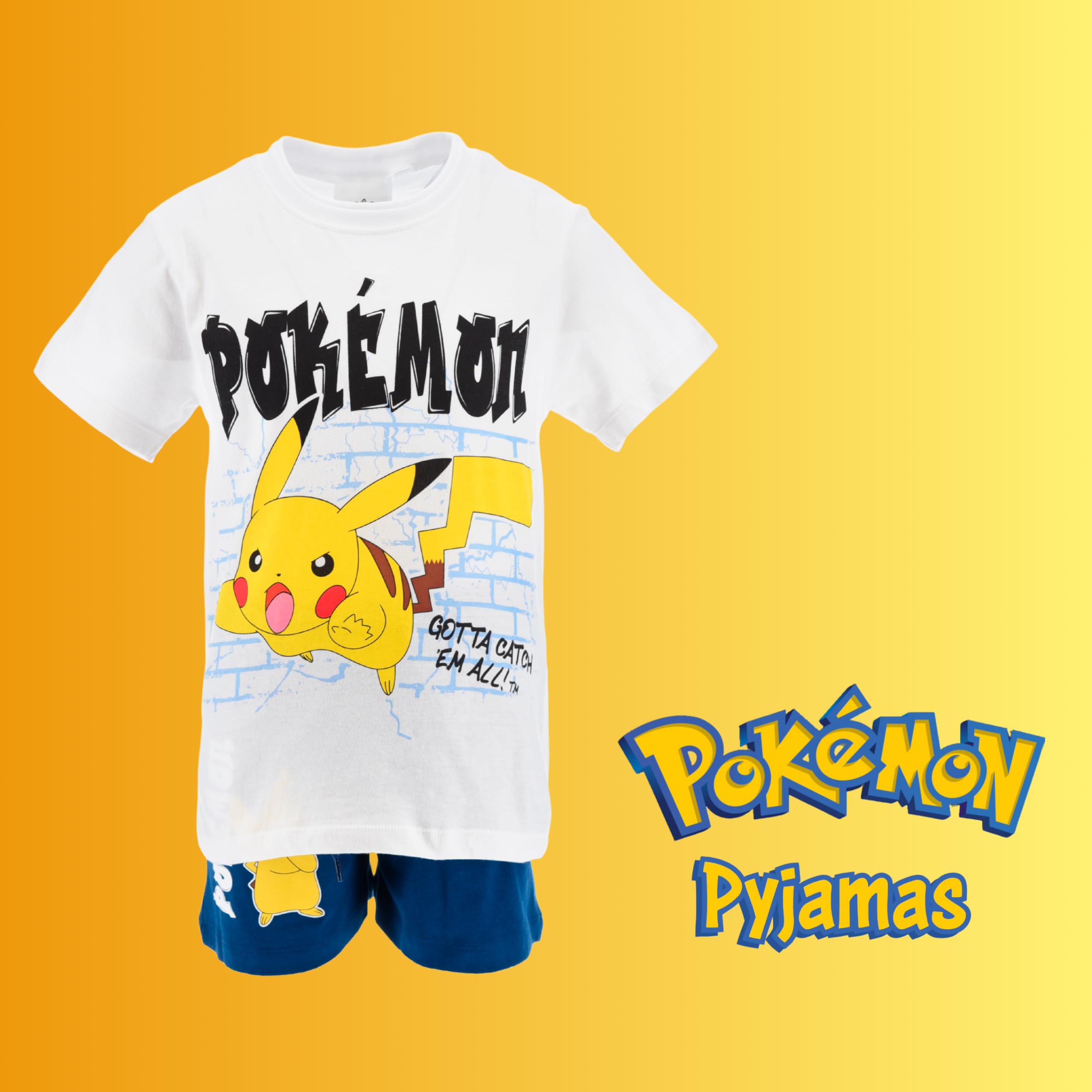 Pokemon Pijamas Niños Pikachu Camiseta Pantalón Corto Conjunto 2 Piezas Tallas 6-12 Años