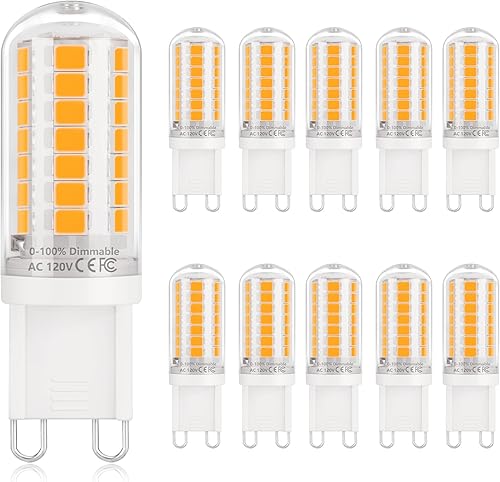 Miniatura 10 de DiCUNO Bombilla LED G9 regulable, 4 W 40 W, equivalente a halógeno 5000 K, luz blanca diurna, bombillas de araña T4 G9 con base de dos pines,