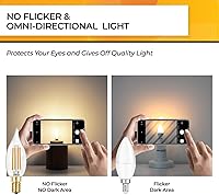 Vista 6 de Hizashi - Bombillas led con base E12 tipo llama de vela, equivalentes a 40 W, CRI de más de 90, regulables, 4 W, 450 lm, blanco cálido suave de 2700