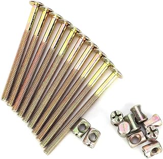 M6 * 150mm Furniture Bolts, 10 Pcs Carbon Steel Furniture Bolts with Barrel Nuts Dowel Nut Connector Fastener for Chairs Furniture Beds Crib Spare Connector Parts