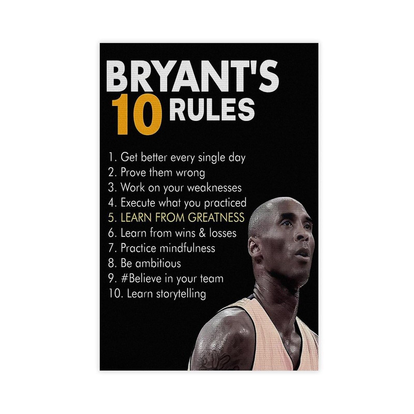 Mnyuein Kobe Bryant Poster 10 Canvas Poster Bedroom Decor Sports Landscape Office Room Decor Gift Unframed Print 20" L X 30" W
