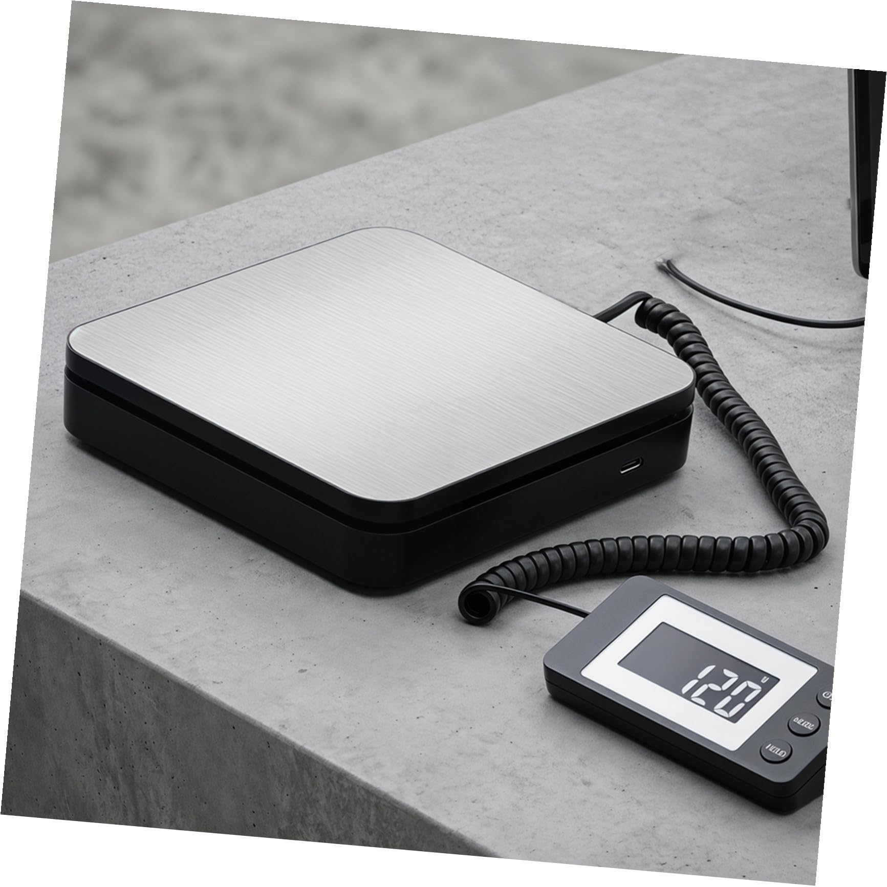 SOLUSTRE Tragbare mit Lcd Anzeige 50kg Elektronische Paketwaage Kleiner Edelstahl und Kunststoff Tare und Hold Funktion ohne Batterien für Büro und Paketsortierung