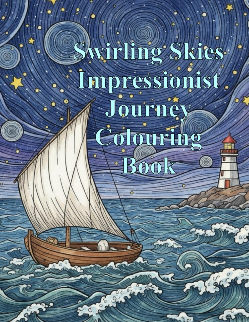 Swirling Skies Impressionist Journey Colouring Book