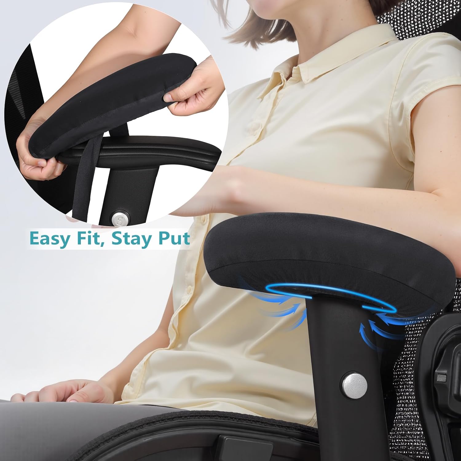Virelis Office Chair Arm Covers with Soft Sponge Padding & Armrest Organizer, Removable & Washable Arm Rest Cover with Chair Pockets – Comfortable, Durable Covers for Office and Desk Chairs