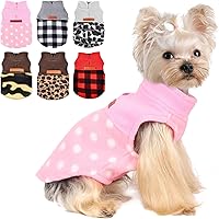 Vista 11 de Ropa para perros pequeños, niño y niña, chaleco de vellón de leopardo chihuahua, suéter elástico para cachorros, ropa para mascotas, suéter Yorkie