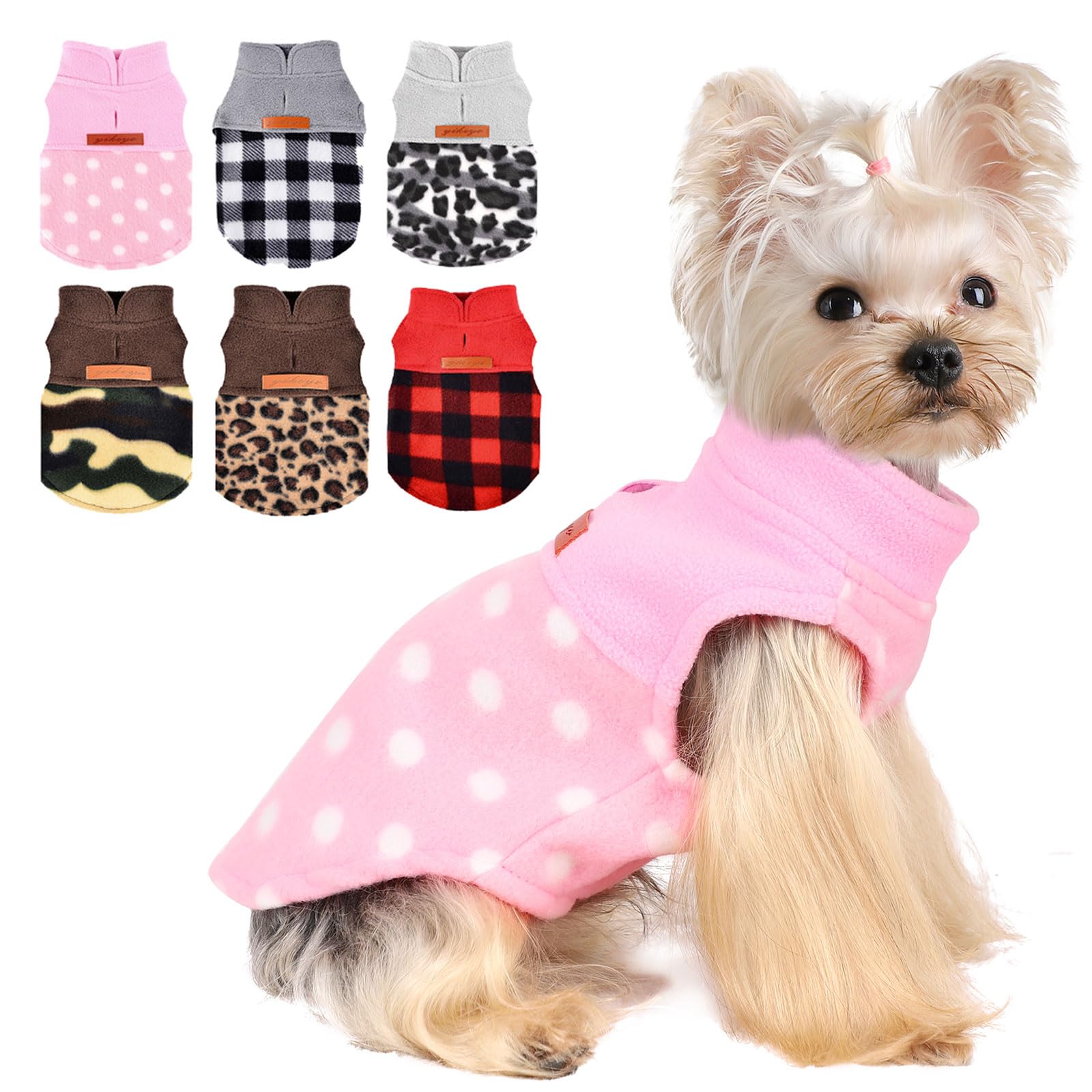 Dog Sweaters for Small Dogs Boy Girl, Plaid Puppy Sweater Fleece Dog Clothes Vest, Stretchy XSmall Doggie Sweater Pet Clothes, Chihuahua Teacup Doggy