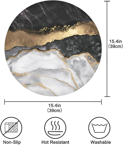 Miniatura 2 de ATTX Manteles individuales redondos para mesa de comedor, manteles individuales circulares, manteles individuales para mesa de cocina, juego de 4,