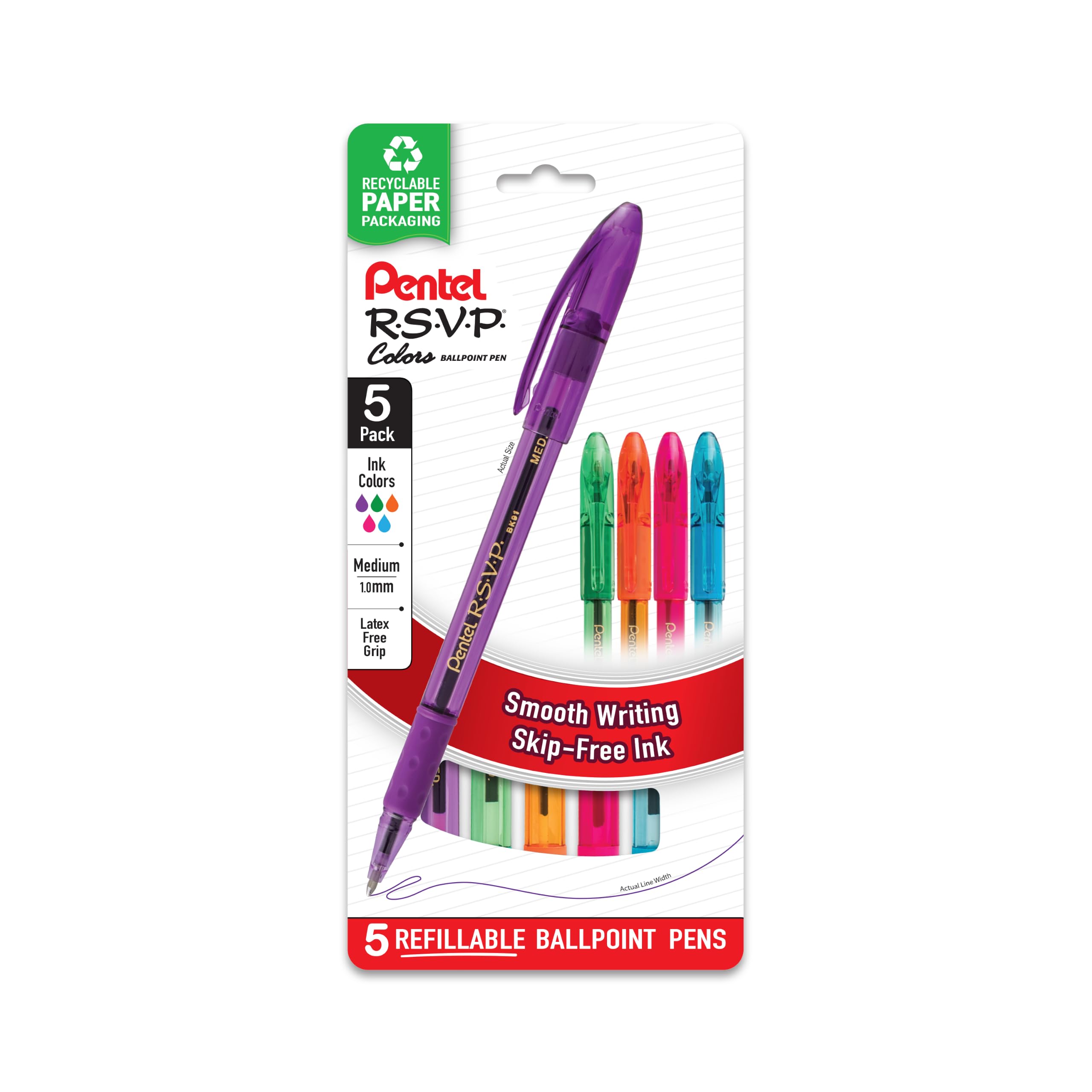 Amazon.com : Pentel R.S.V.P. Colors Ballpoint Pen, Medium