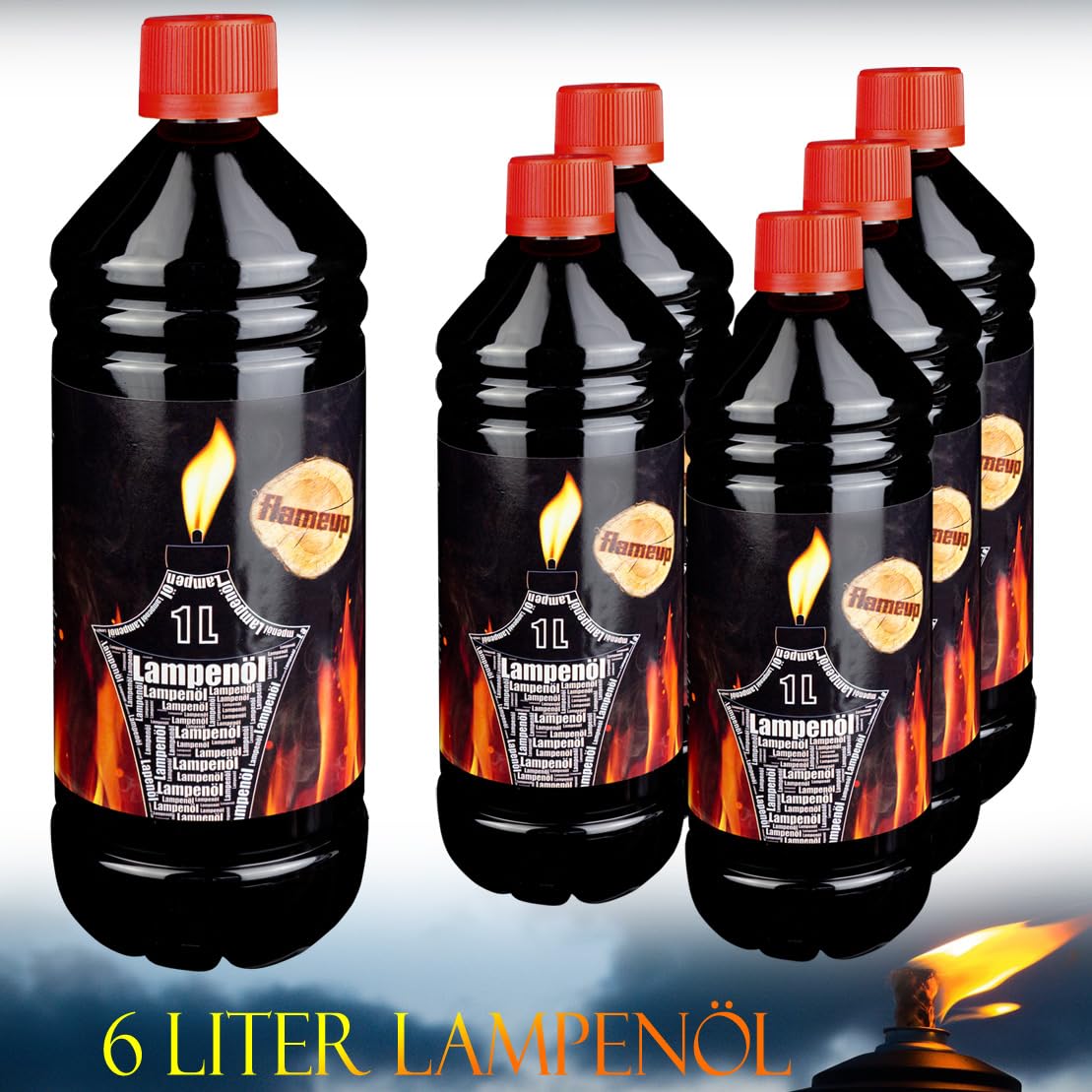 Aceite de lámpara 1-24 Litros Neutro Claro Lámpara Linterna Antorcha Botellas de Interior Exterior Flameup, Número:6 L