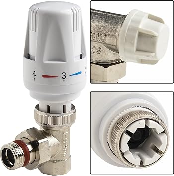 Radiator Valve Thermostatic Temperature Control Valves, Steam Radiator Valves Thermostatic Radiators Valve Floor Heating Temperature Control Operator(DN15 angle type)
