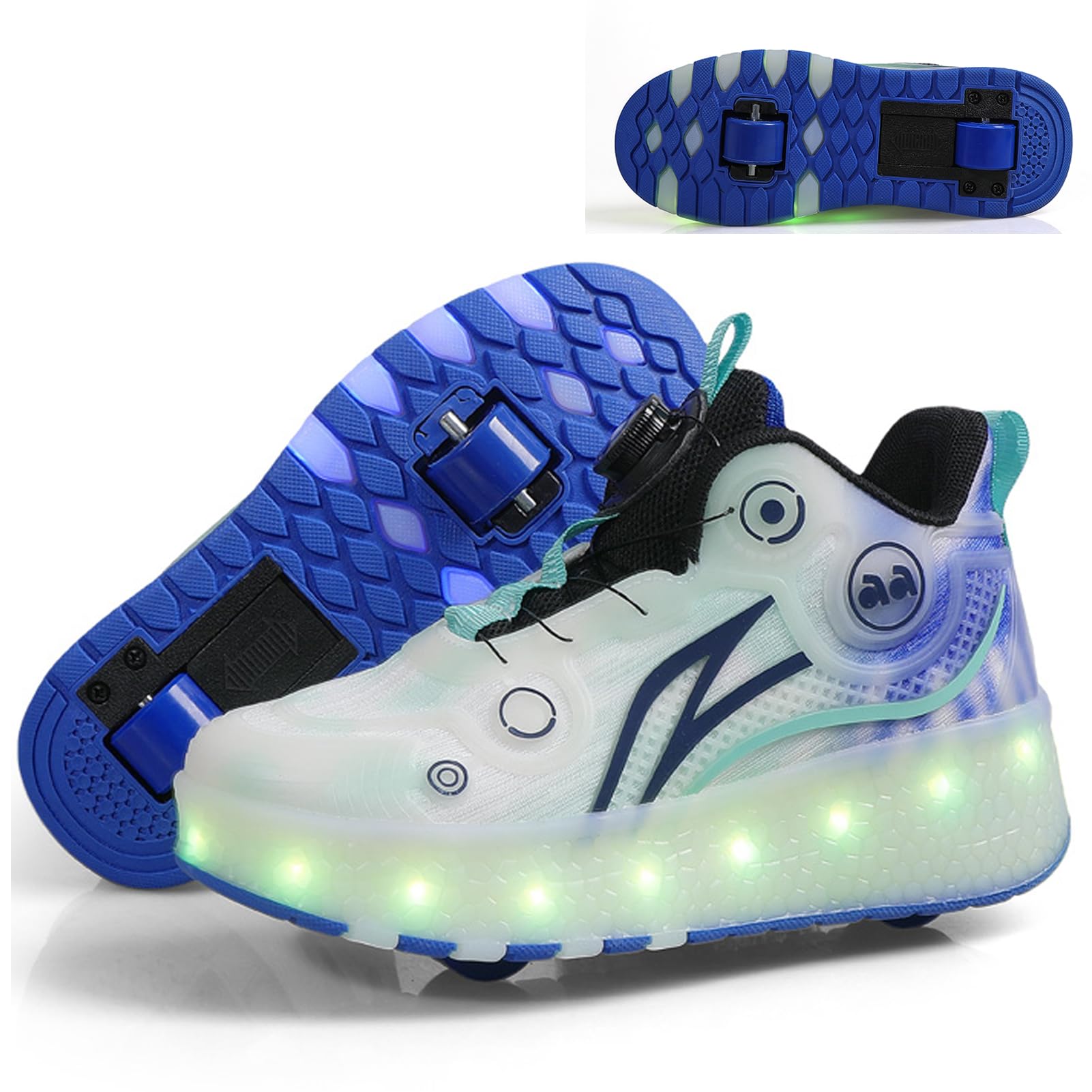 Baskets à roulettes LED pour enfant chaussures de skate bleues taille 38