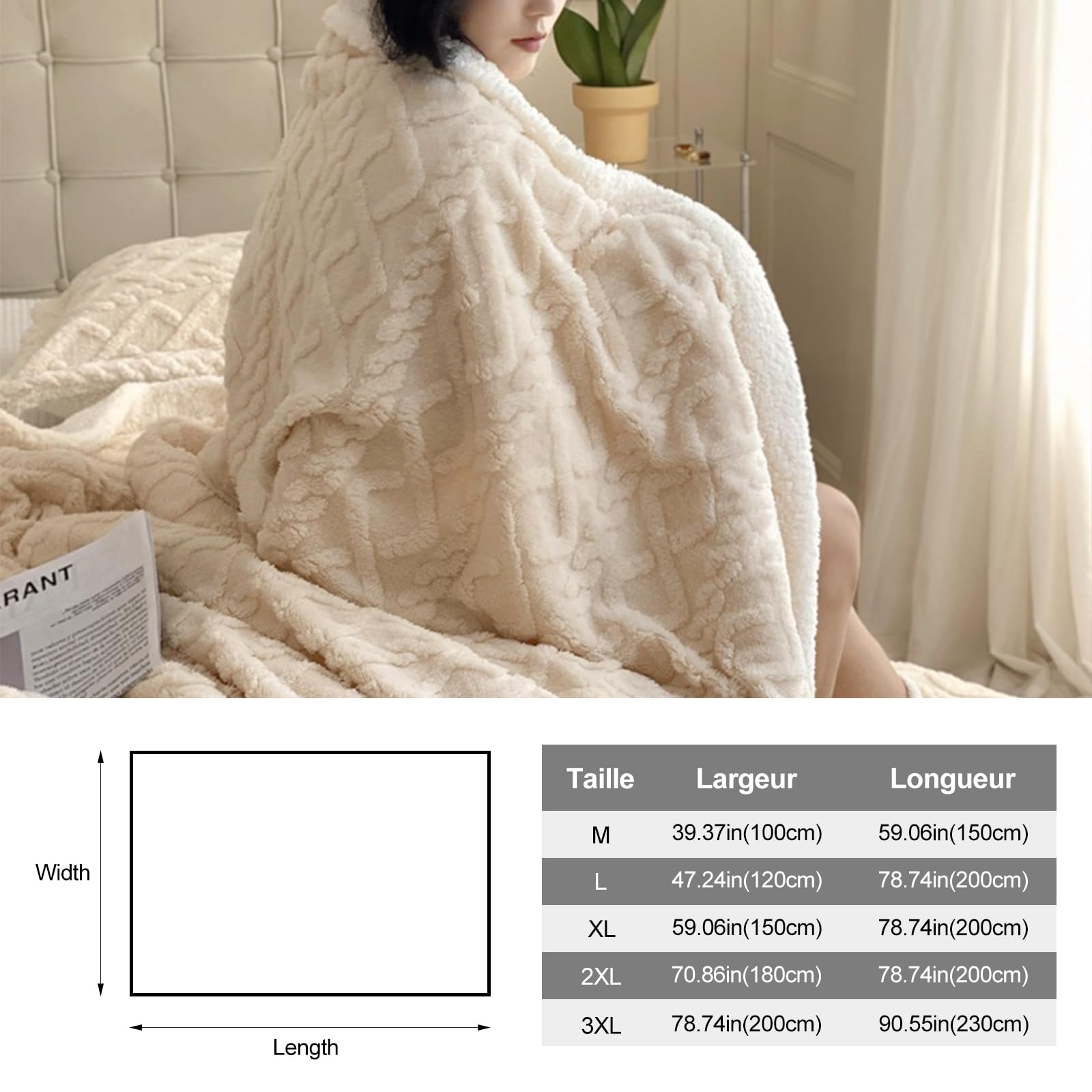 Ergocar Couverture Sherpa Plaid Double Face Doux et Chaud, Jeté Canapé Flanelle pour la Décoration Intérieure, Voyage et Camping