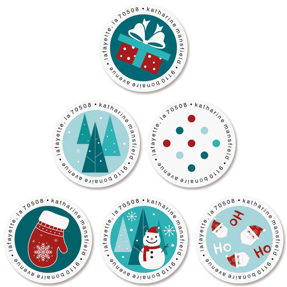 Christmas Tree Round Address Labels - Current Catalog
