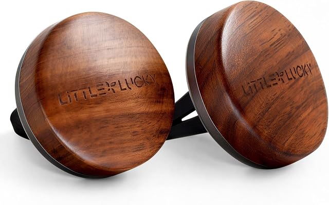 Wood Car Air Freshener Vent Clip, 2-Pack Long Lasting Natural Car Freshener | Plant-Extract Fragrances from MANE France, Hidden Vent Clip & 4 Refill Pads Included