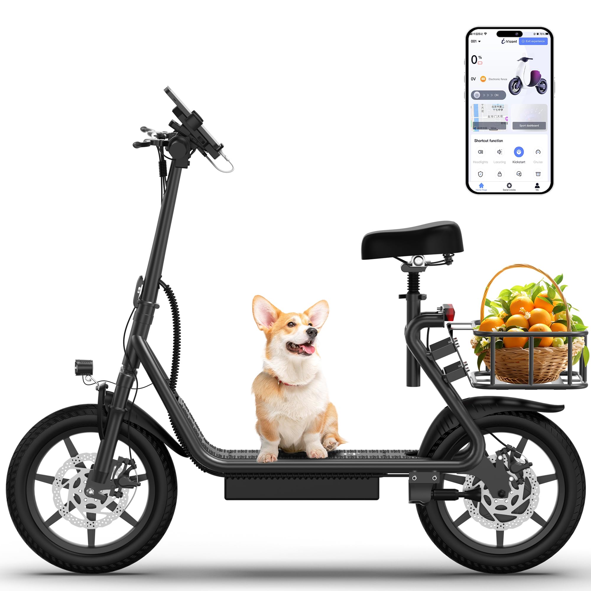 Maxshot Electric Scooter, 8.5" /10" /14" Tire, 16/19/22 Mph Top Speed, 12/16/21/27/28/49/50 Miles Long Range, Folding Escooter for Adults and Kids with Seat Bag, Dual Braking, Dual Suspension, App