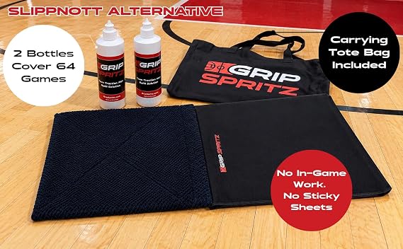 Grip Spritz - Basketball Courtside Shoe Traction Mat - Sticky Pad Alternative - Non-Slip Sneaker Board - Traction Pad with 64 Games & Practices of Solution & Tote Carrying Bag