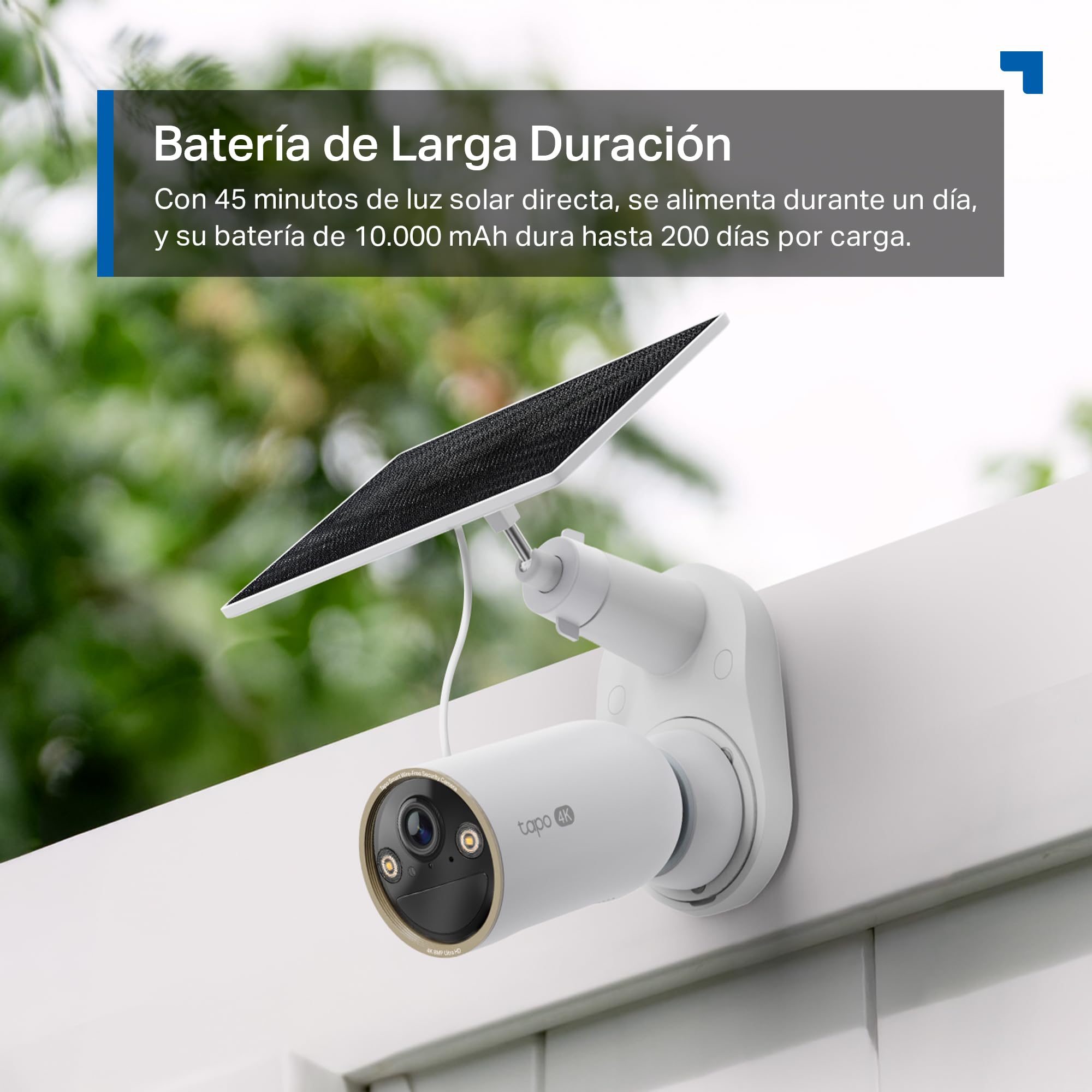 Tapo C460 Kit - Cámara vigilancia WiFi Exterior, 4K, IP66, Solar | Detección de Movimiento y Personas. Con Panel Solar. Batería 10000mAh. Alarma Luz y Sonido. App Tapo.
