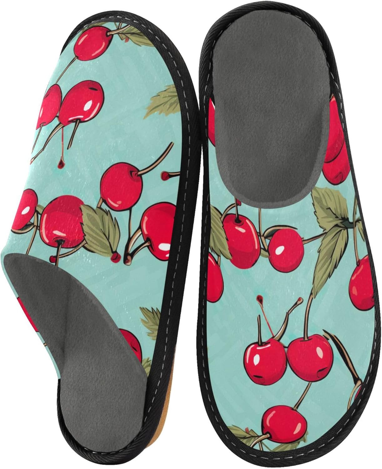 Cherry Fruit House Slippers – Cozy Fuzzy Slippers for Guests, Washable & Disposable, Perfect for Shoeless Home, Spa & Hotel Use A110356