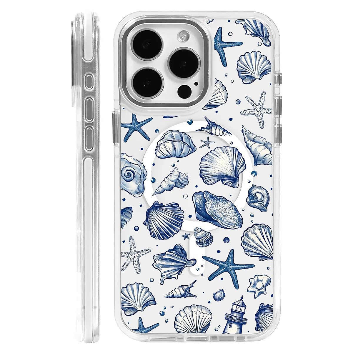 OKBUOK for iPhone 16 Pro Case [Compatible with Magsafe],Girls Women Clear Magnetic Case Silicone Shockproof Protective Cover with Pattern Summer