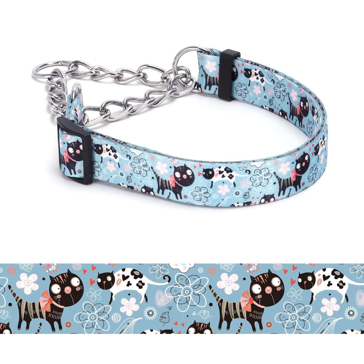 haoyueer Martingale Dog Collar - Stainless Steel Chain, No Pull Training Collar with Flower Design for Large Medium Small Dogs (A12NO10, M) โ image 1