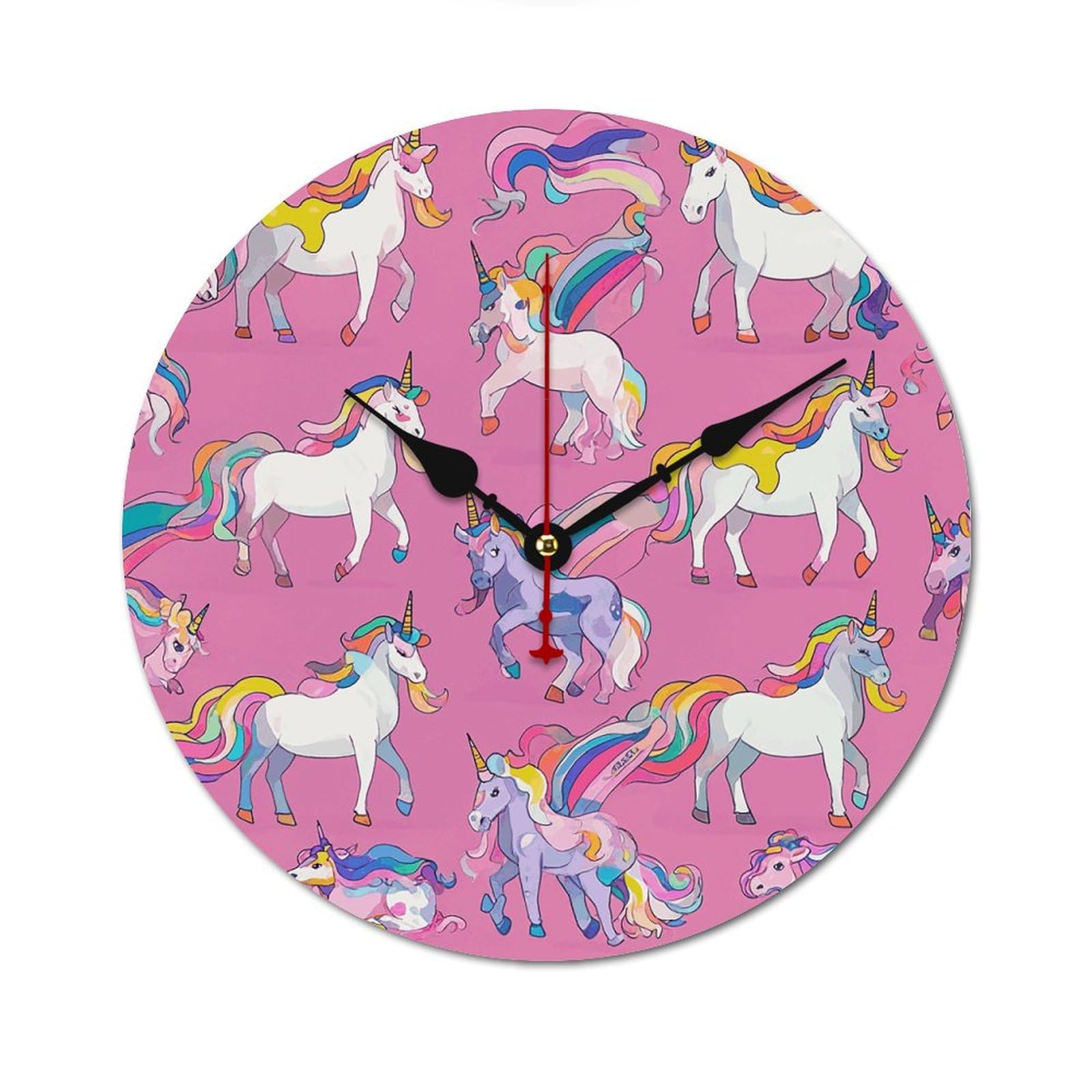 Horloge murale en bois 60 cm design chevaux sans tic-tac moderne pour salon
