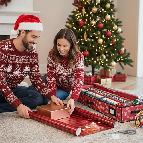 Vista 2 de HOLDN' STORAGE Contenedor de Almacenamiento Premium para Papel de Regalo - Duradero 600D Resistente a Desgarros, Cabe 27 Rollos de Papel de Regalo