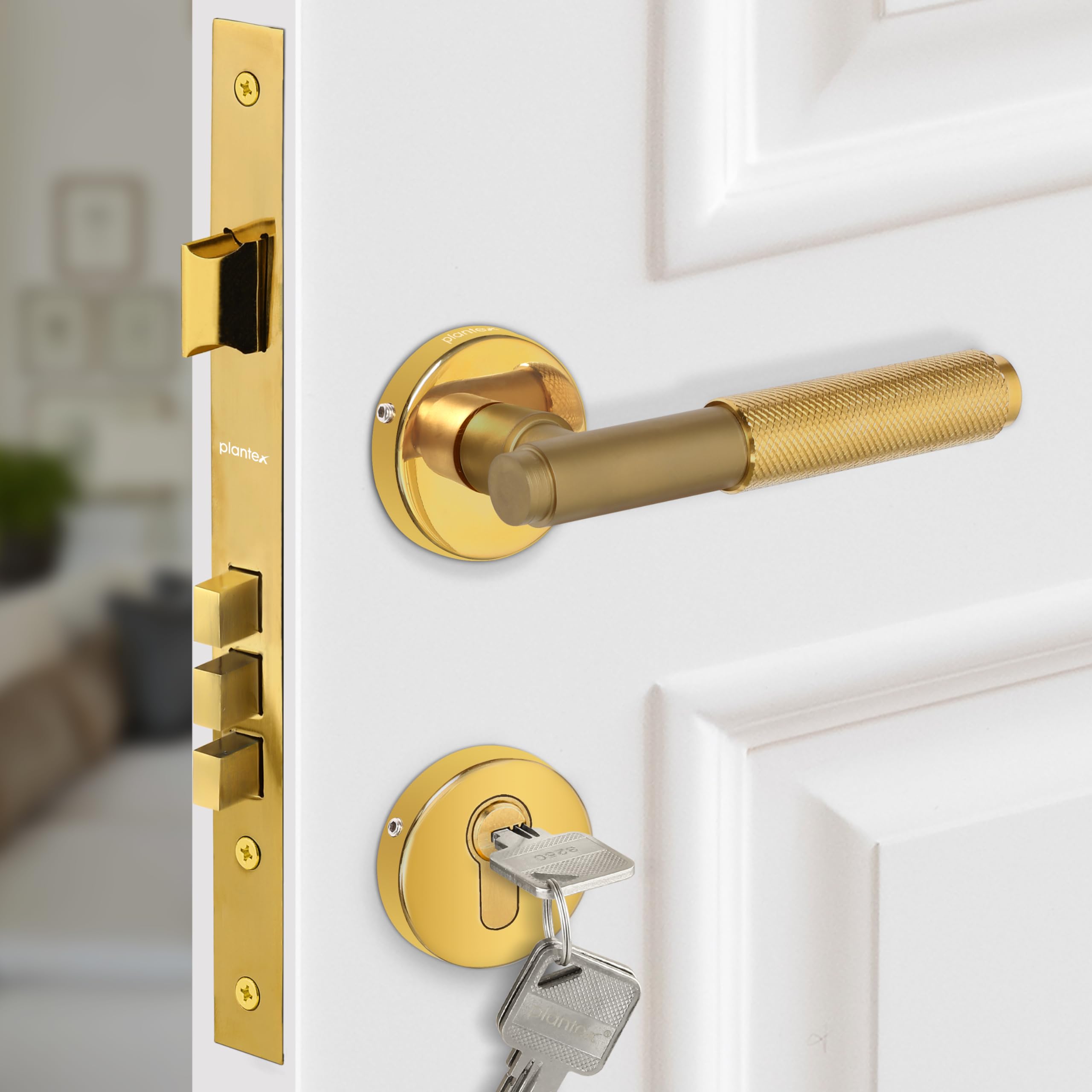 Plantex Heavy Duty Door Lock – Bathroom Door Lock/Mortise Keyless Handle Set for Home/Bathroom/Store Room/Balcony/Office with Baby Latch (603 - Brass Antique) — Amazon image 13