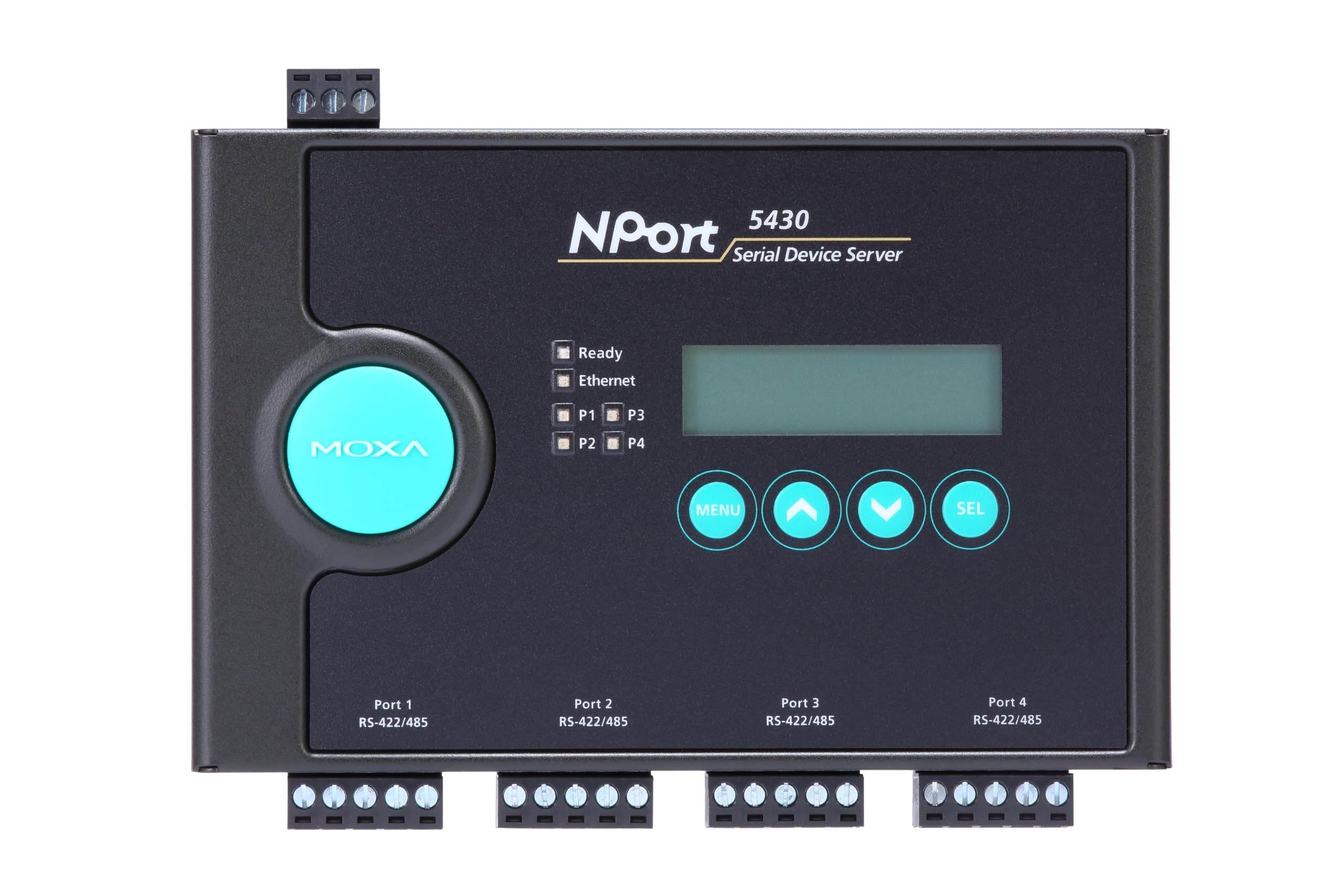 MOXA NPort 5430 w/Adapter 4-Port RS-422/485 Serial Device Server, 10/100 Ethernet with Power Adapter, RS-422/485, Terminal Block