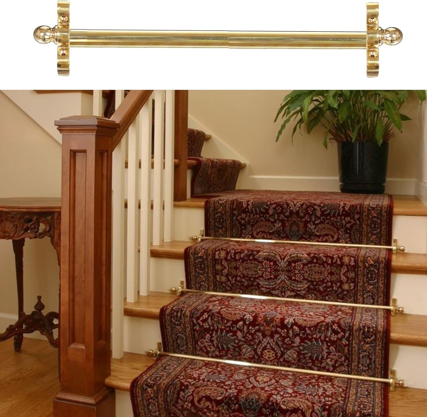 Brass Stair Carpet Rods, Stair Rods for Carpets, Tubular Stair Carpet Rods, Long Stair Carpet Rods,5 Pcs,100cm (39.5inch)